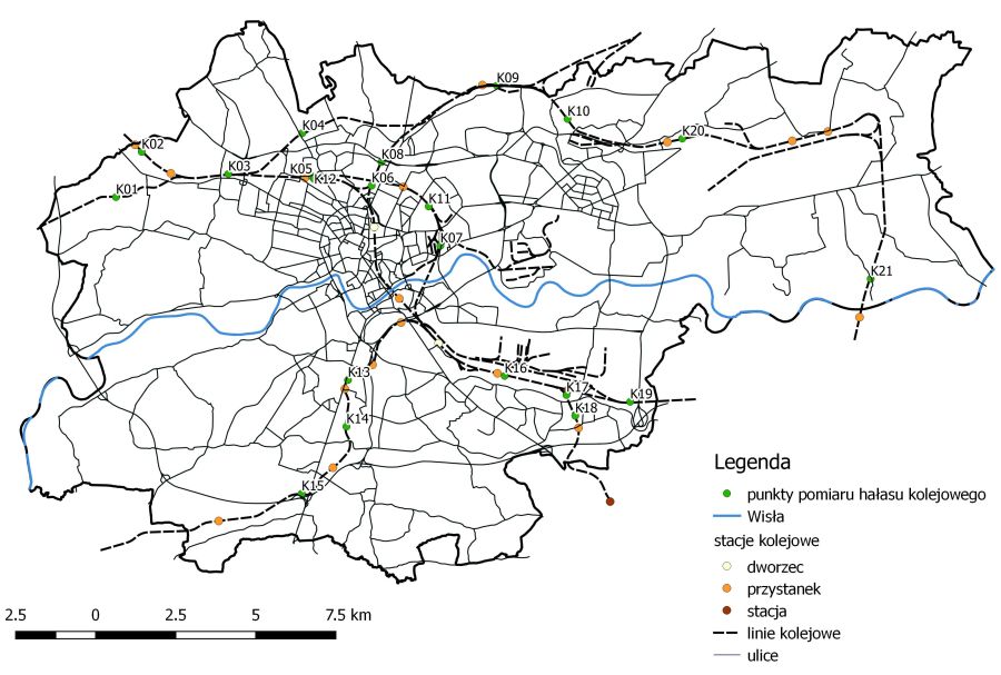 Punkty pomiarowe hałasu kolejowego