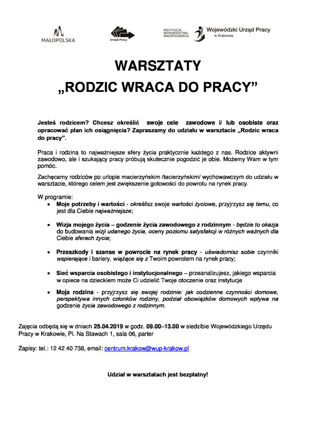 Rodzic wraca do pracy 
