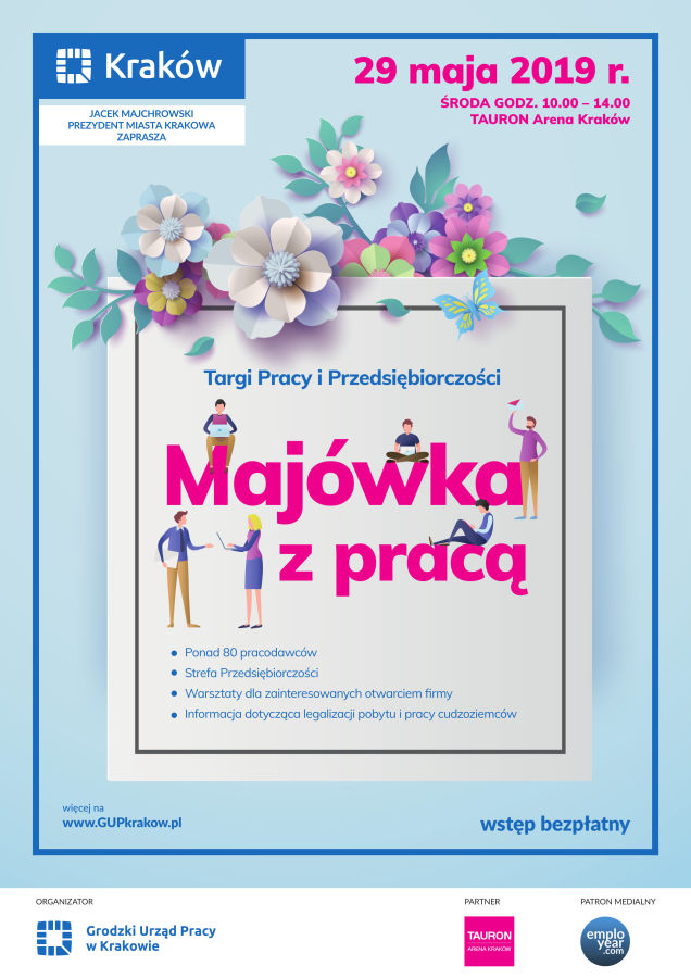 Plakat targowy Majówka z pracą