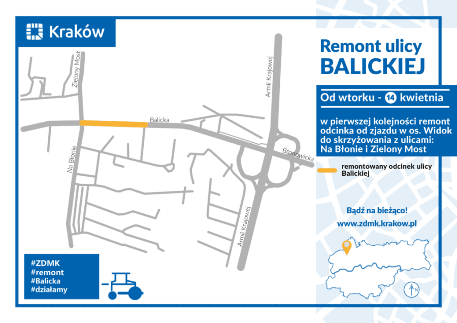 Remont Balicka kwiecień 2020 ZDMK
