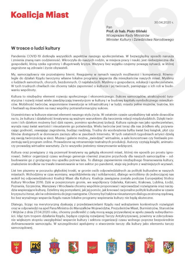 list Koalicji Miast dla Kultury-1