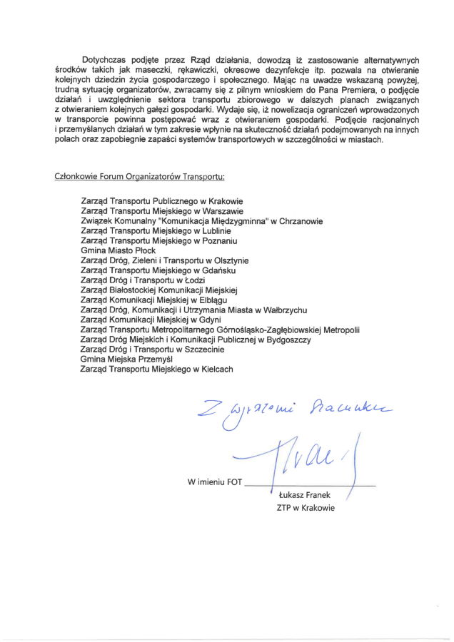 List do premiera  zmniejszenie obostrzeń w komunikacji page 2