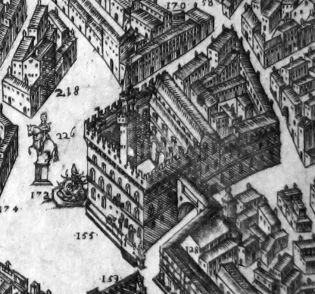 grafika Pałac z korytarzem Vasariego