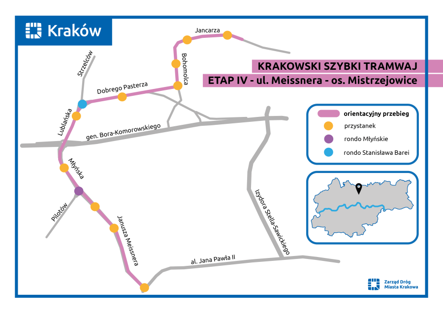 Krakowski Szybi Tramwaj Mistrzejowice mapka