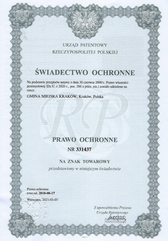 Krakowski tartan świadectwo ochronne