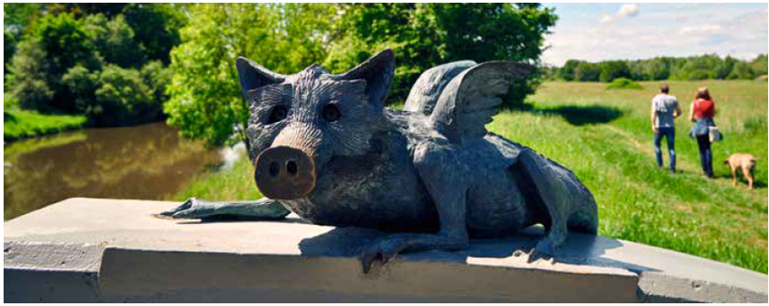 Rzeźba zwierzątka GrünGürtelTier - maskotki obszaru GrünGürtel we Frankfurcie nad Menem