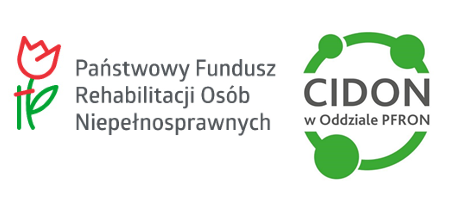 logo PFRON z lewej strony, logo CIDON z prawej