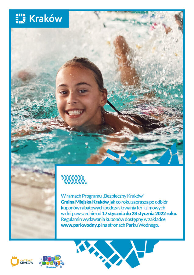 Bezpieczne ferie w Parku Wodnym plakat 1