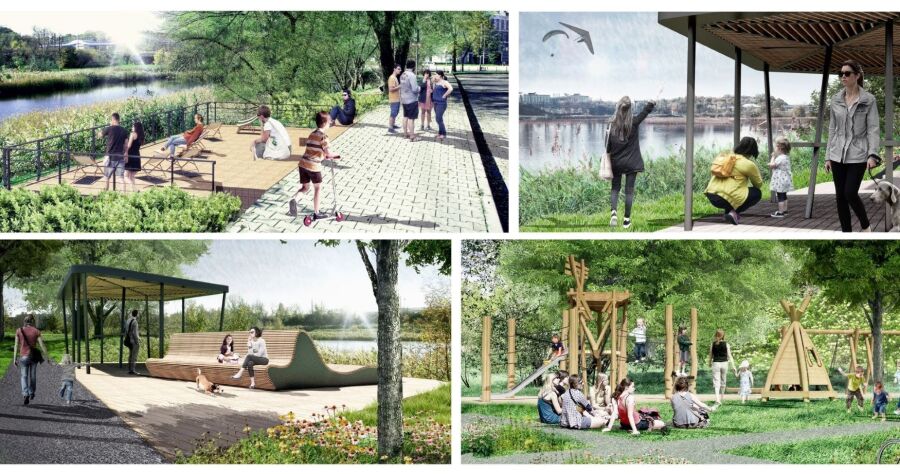 Wizualizacja zagospodarowania stawu Płaszowskiego