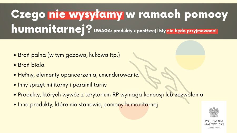 lista rzeczy których nie przekazujemy do Ukrainy