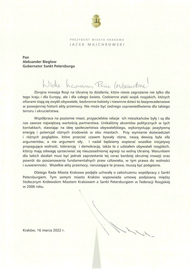 Wypowiedzenie umowy St. Petersburg