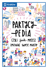 Okładka informatora przedstawiająca postacie w działaniu w kolorach niebieski, różowy i miodowym.
