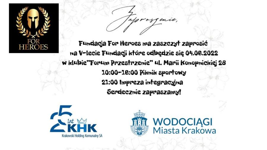 Zaproszenie na impreze for heroes która odbędzie sie 4 czerwca