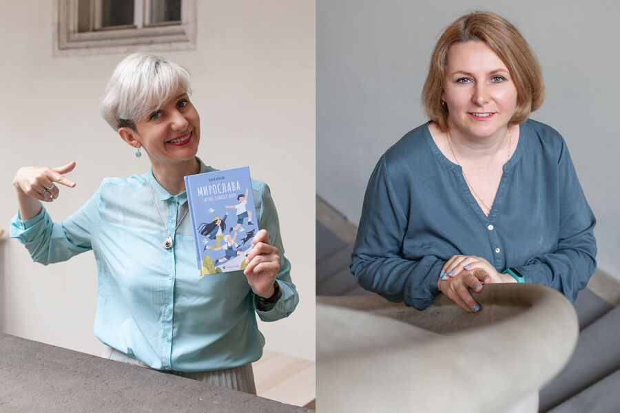 Ukraińska pisarka Olha Kupriian i literaturoznawczyni Julia Pidmohylna 