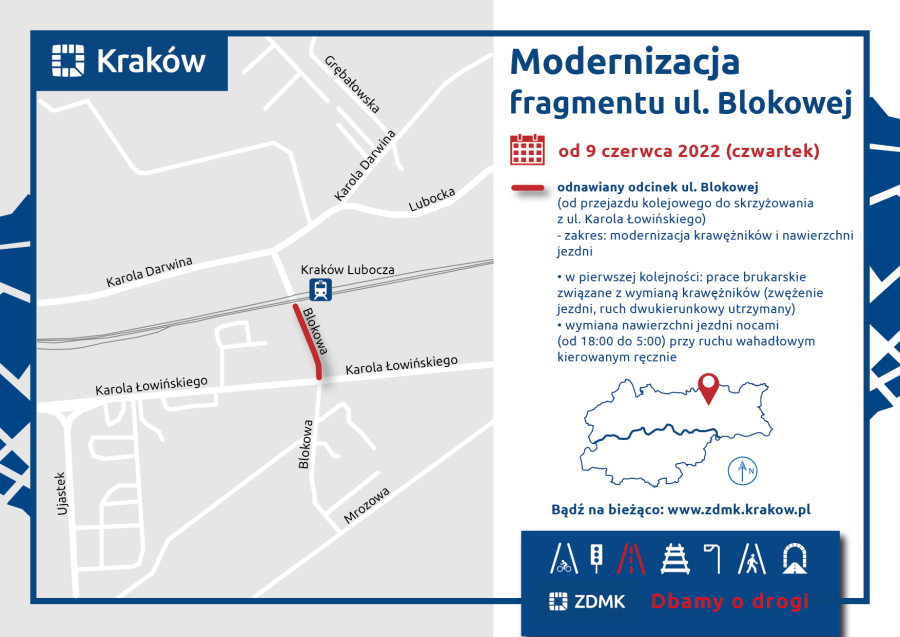 Mapka remontowanej okolicy/Fot. Zarząd Dróg Miasta Krakowa