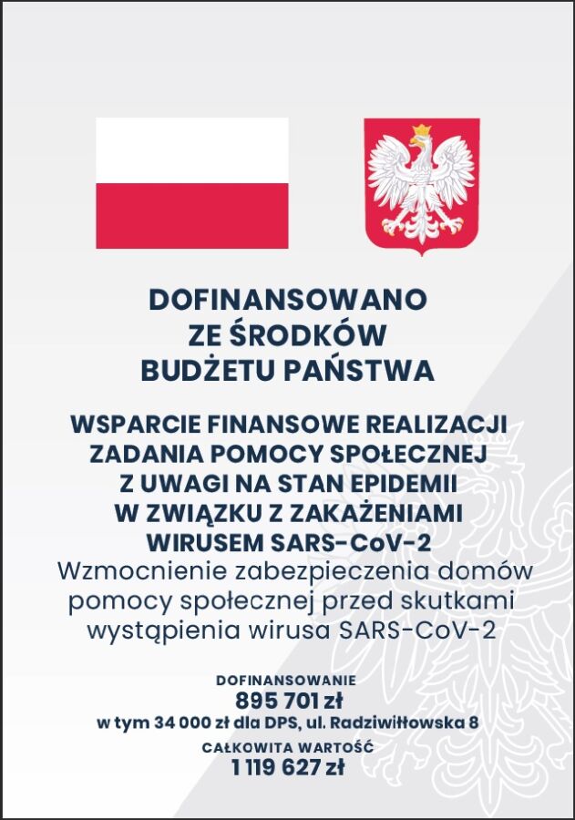 WSPARCIE FINANSOWE REALIZACJI ZADANIA POMOCY SPOŁECZNEJ