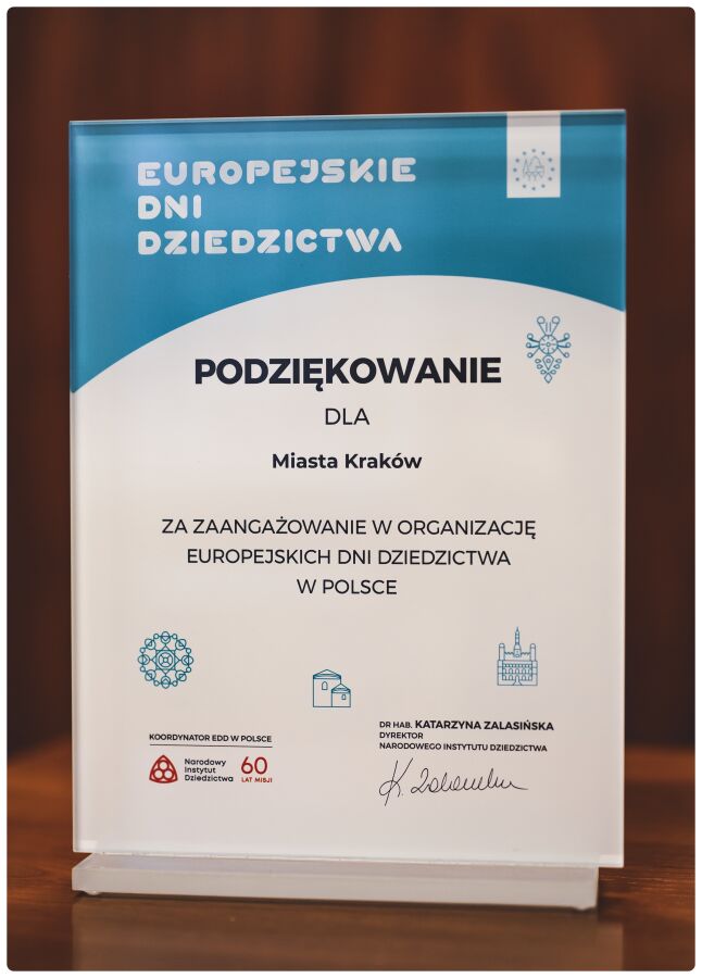 Gala Europejskich Dni Dziedzictwa 2022 - podziękowania dla Krakowa