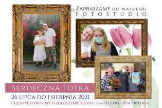„Serdeczna fotka” 01.07.2021 Zdjęcie przedstawia plakat zapraszający do uczestnictwa w projekcie Serdeczna fotka.