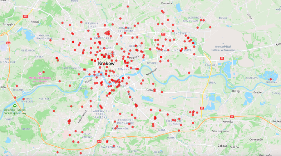 lokalizacje e-ładowarek