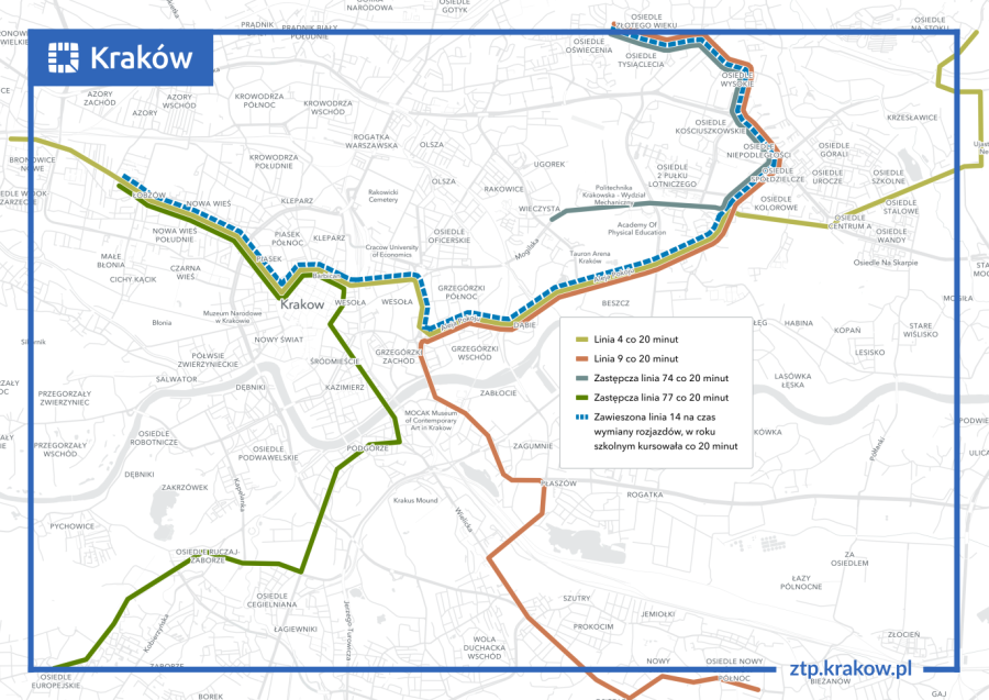 zastpecze tramwaje za 14