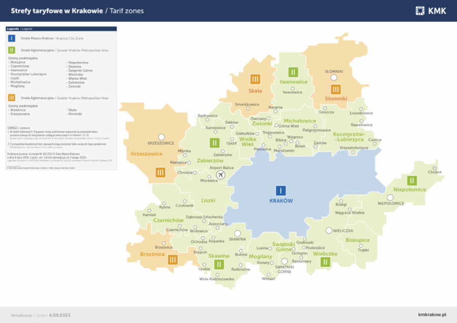Strefy taryfowe w Krakowie