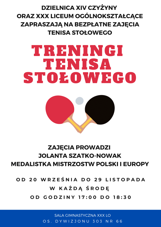 Bezpłatne zajęci tenisa stołowego dla mieszkańców Czyżyn