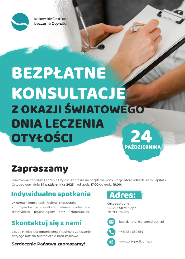 bezpłatne konsultacje leczenia otyłości plakat 