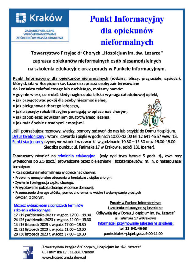 Punkt Informacyjny dla opiekunów nieformalnych