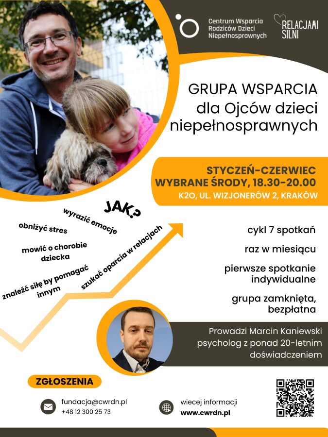 plakat zachęcający ojców dzieci z niepełnosprawnościami do udziału w projekcie 