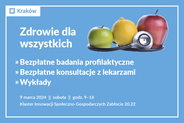 Grafika przedstawia owoce owinięte w słuchawkę lekarską.