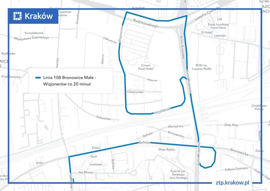 linia 108, mapka, nowa mapka, nowa trasa