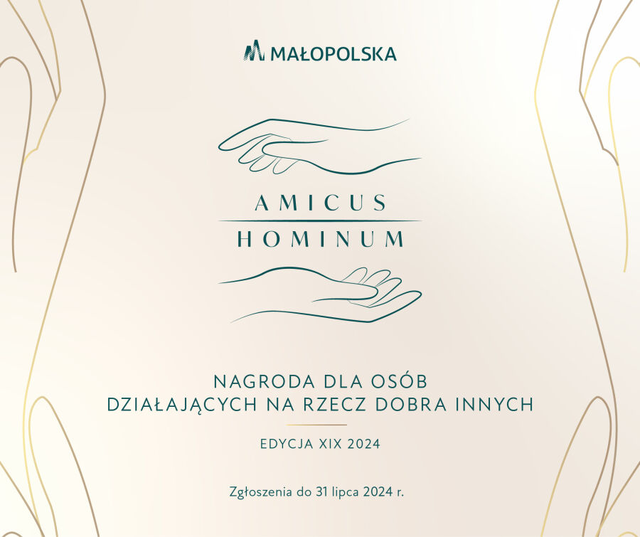 Banner promujący nabór do Nagrody dla osób działających na rzecz dobra innych AMICUS HOMINUM