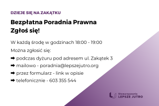 Bezpłatna Poradnia Prawna. Fot. Stowarzyszenie Lepsze Jutro w Krakowie