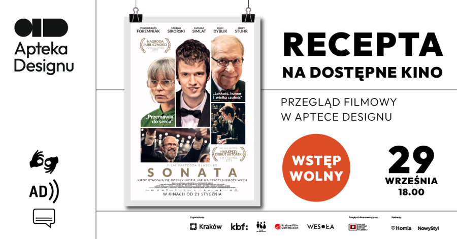 grafika przedstawia zaproszenie na wydarzenie pn. recepta na dostępne kino