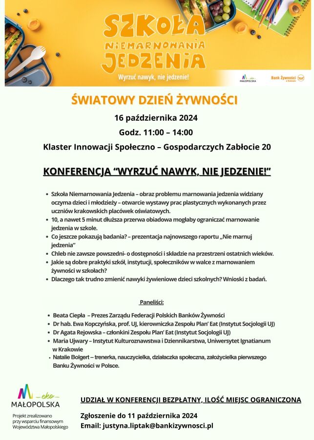 Agenda konferencji - Wyrzuć Nawyk, nie jedzenie!