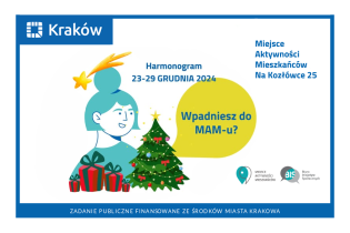 Harmonogram wydarzeń Miejsca Aktywności Mieszkańców Na Kozłówce 25 od 23 do 29 grudnia 2024 r.. Fot. Obywatelski Kraków