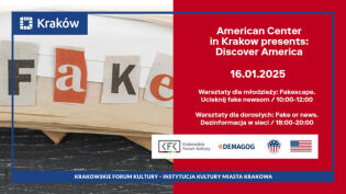 baner warsztaty dla nauczycieli dot. fake newsów . Fot. Krakowskie Forum Kultury - materiały prasowe 