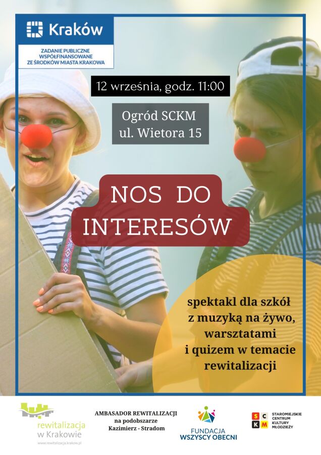 plakat informujący o spektaklu nos do interesów