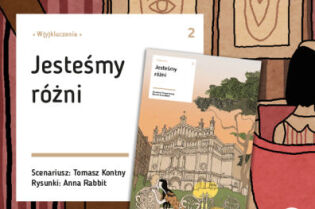 Grafika promująca komiks „Jesteśmy różni” autorstwa Tomasza Kontnego i Anny Rabbit.