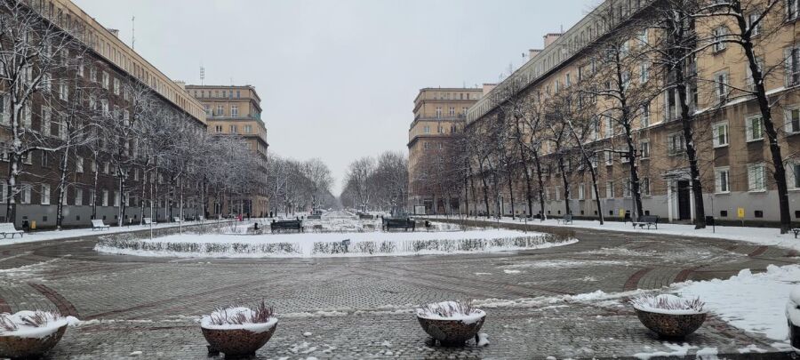 Aleja Róż w śnieżnej scenerii