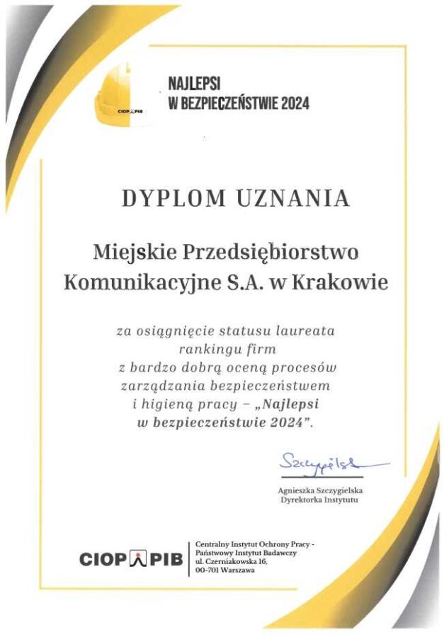 dyplom dla mpk