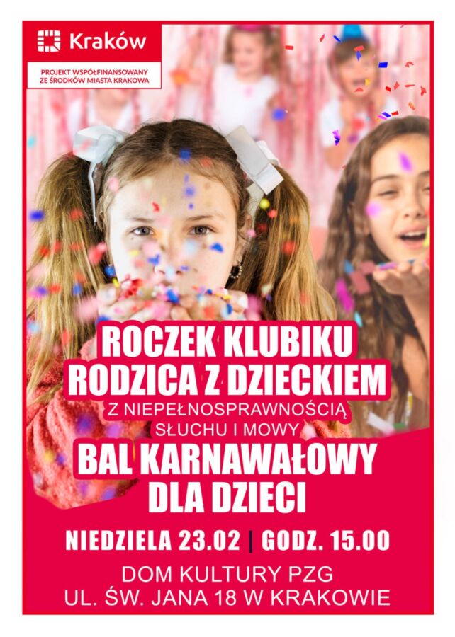 Na obrazku widnieją dziewczynki, które dmuchają konfetti w powietrze.