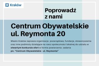 Otwarty konkurs ofert na realizację od 1 lipca 2025 roku do 30 czerwca 2027 roku w formie powierzenia zadania publicznego pn. „CENTRUM OBYWATELSKIE – UL. REYMONTA 20”
. Fot. Obywatelski Kraków