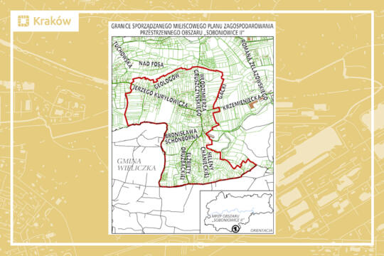 Granice projektu miejscowego planu zagospodarowania przestrzennego obszaru Soboniowice II