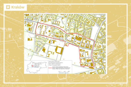 Rysunek przedstawiający granice projektu miejscowego planu zagospodarowania przestrzennego obszaru „Rejon ulic Reymonta i Oleandry”.