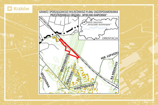 Granice projektu miejscowego planu zagospodarowania przestrzennego obszaru „Mydlniki - Wapiennik”