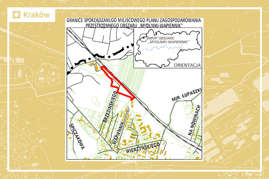 Granice projektu miejscowego planu zagospodarowania przestrzennego obszaru „Mydlniki - Wapiennik”
