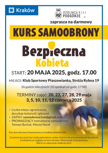 „Bezpieczna Kobieta” – bezpłatny kurs samoobrony dla pań