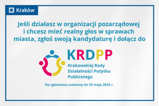 Grafika przedstawia informację o ostatnich dniach naboru do Krakowskiej Rady Działalności Pożytku Publicznego!