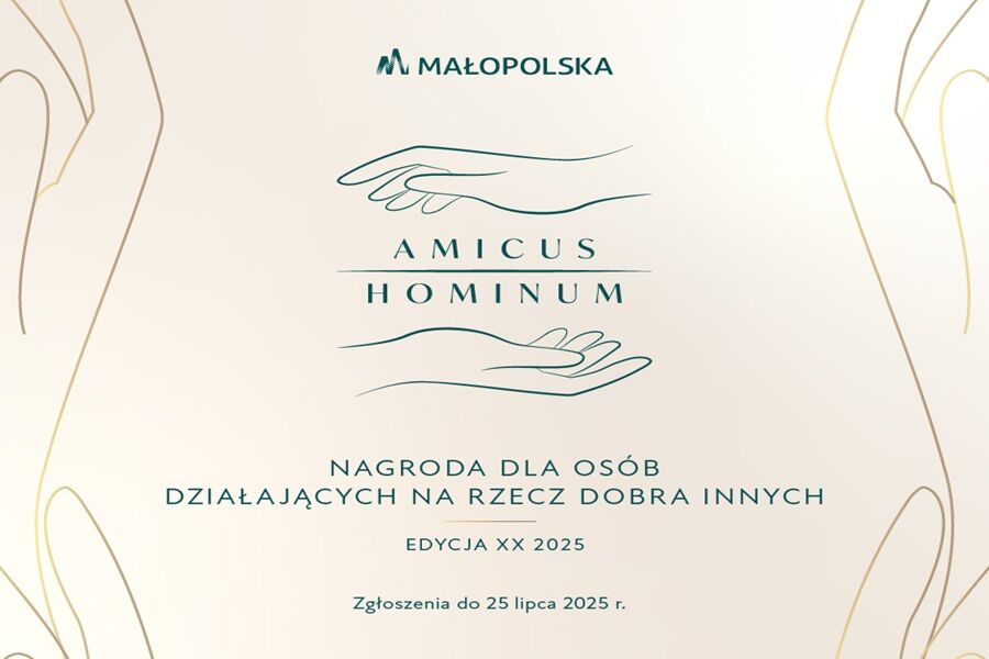 Grafika przedstawia zaproszenie do zgłaszania kandydatur do nagrody Amicus Hominum